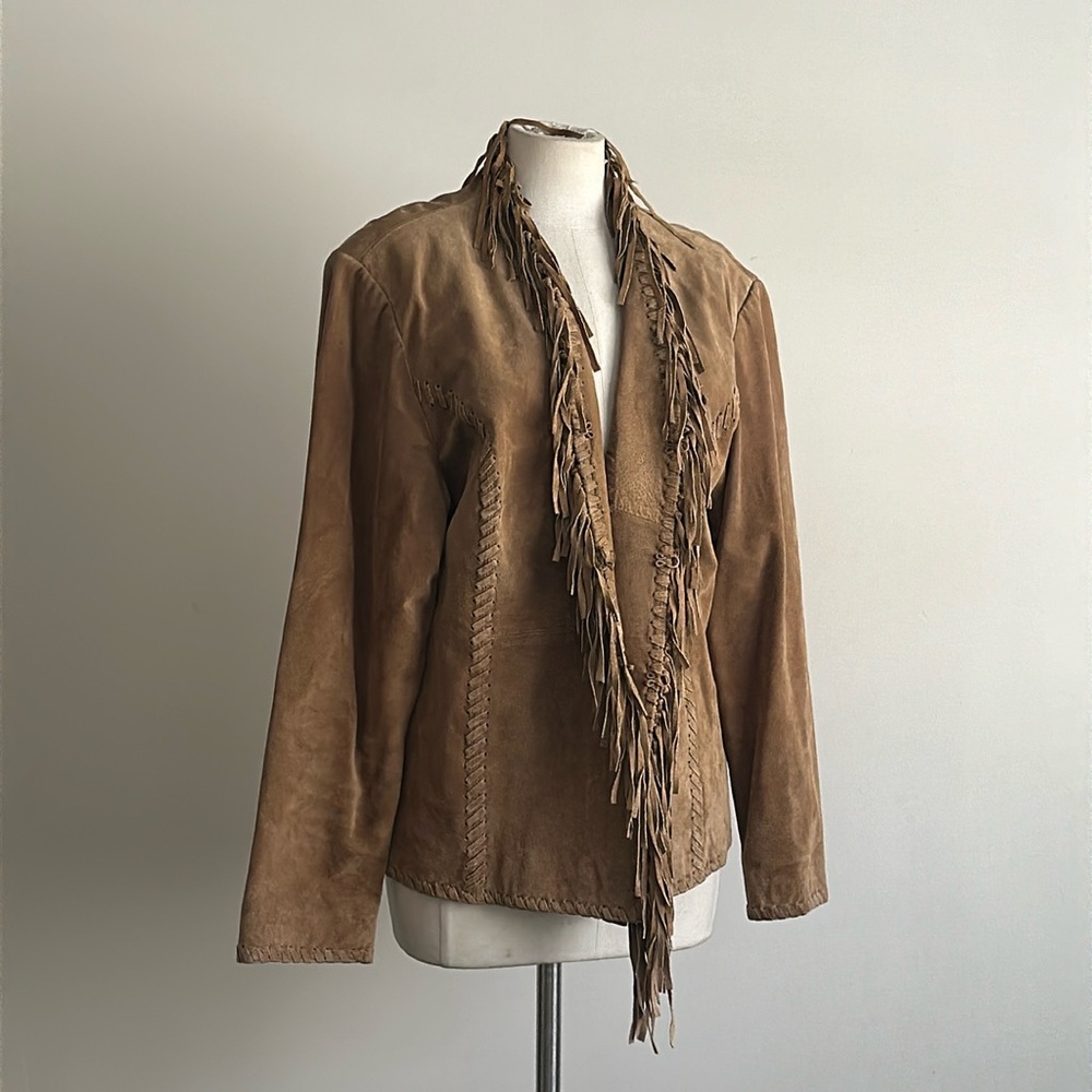 Chico's Suede leather Fringed Coat
